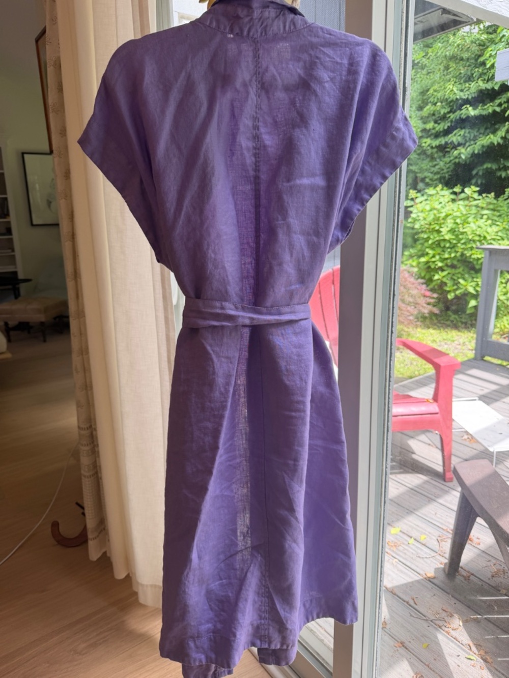 HARIS COTTON Linen shortsleeve shirtdress with belt - Picture 6 of 8